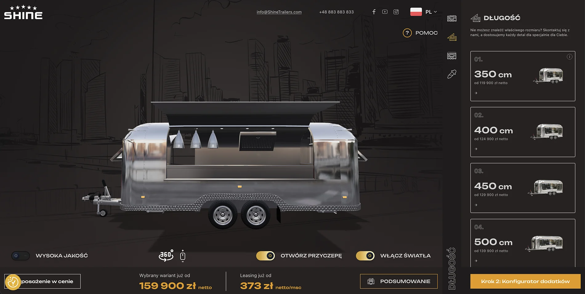 Gestalten Sie Ihren Traum-Food-Truck in 3D! 5 Gesamtansicht des SHINE 3D-Konfigurators